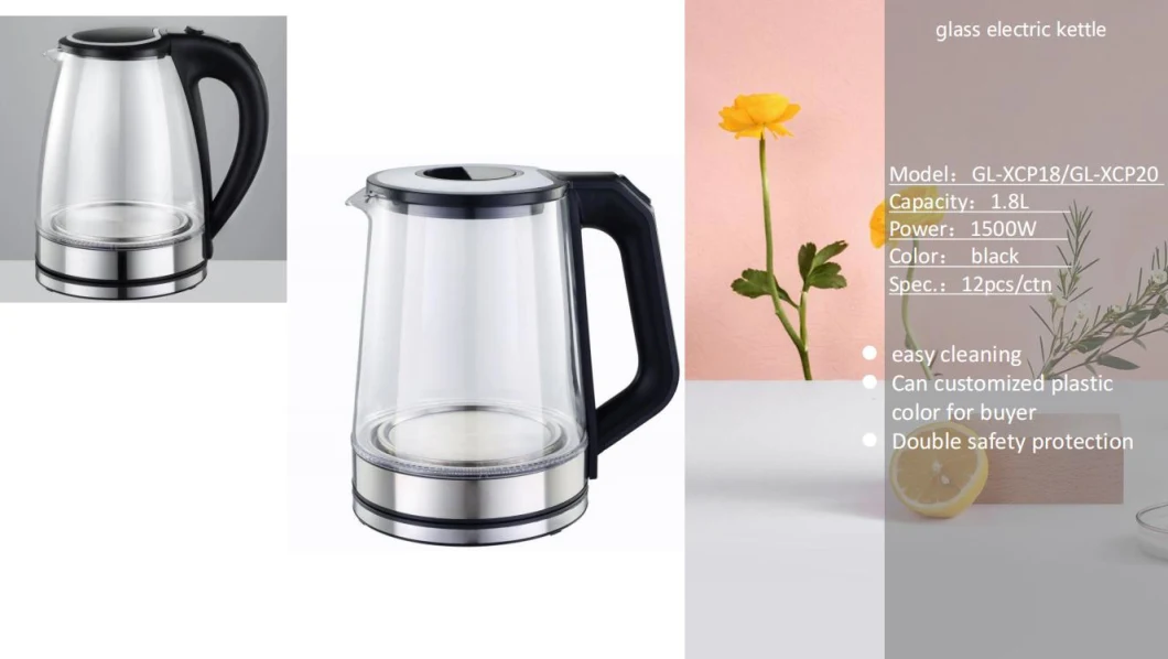 1.2L 1.8L Glass Electric Kettle for Fast Boiling Water for Kitchen Appliance