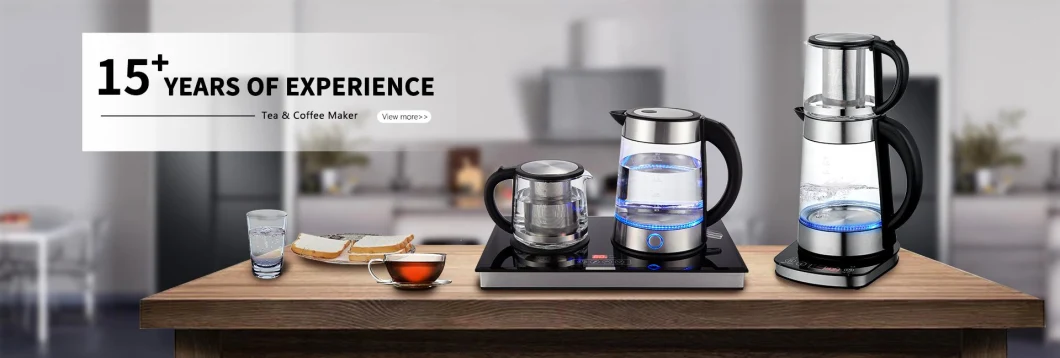 Portable Household Appliance Electric Automatic 1.7L Glass Kettle with Ceramic Tea Pot Tea Maker Machine