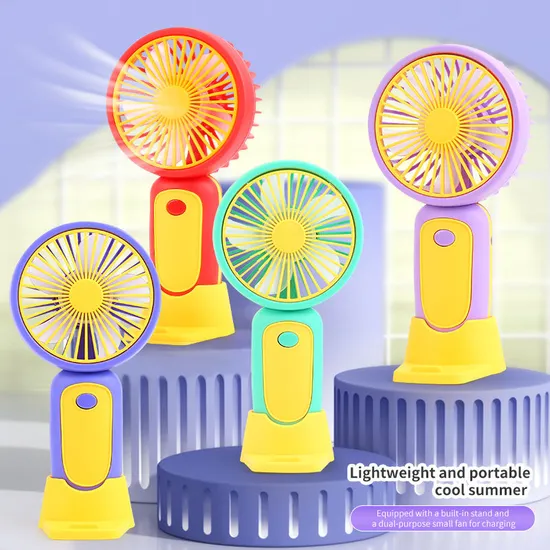 2023 Contrast-Color Customized Rechargeable Handheld Portable Mini Standing Fans Outdoor Essential Fans Handheld Electric Fans